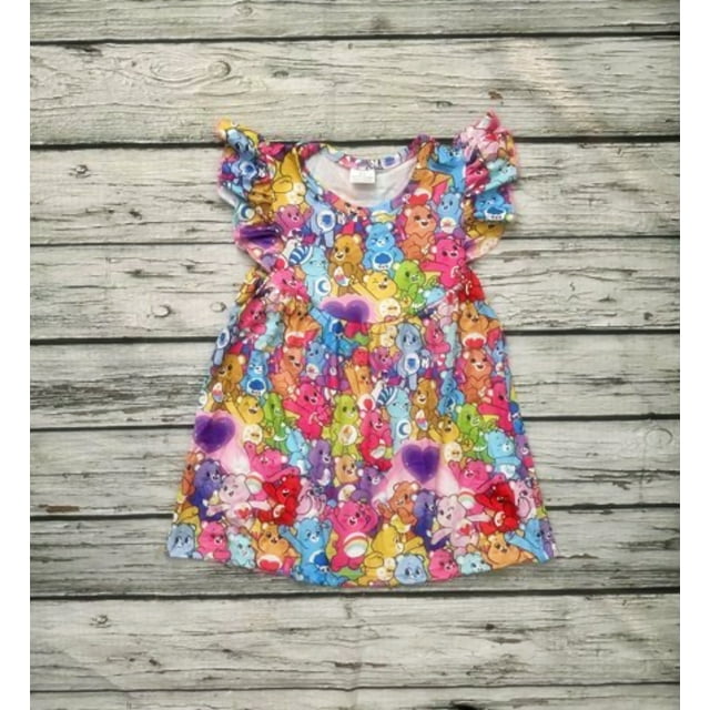 7a-8a Care Bears Robe en Coton Fille Tout-Petits et Grandes Filles