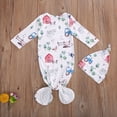 thumbnail image 4 of Xingqing 2 Pcs Nouveau-Né Nourrisson Bébé Col Rond Imprimé Floral Dessin Animé Bonnet Rond avec Poche pour Dormir, 4 of 8