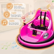 Track Seven 12V Bumper Car for Toddlers, Kids Electric Bumper Car with Remote Control, LED Lights, Bluetooth, 360°Spin, Ride on Toy Car for Boys Girls Aged 2+, Rose Red