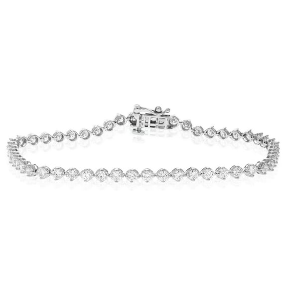 Vir Jewels 3 CTTW 53 Stones Round Cut Diamond Bracelet 14K White Gold Prong Set 7 Inch For Female