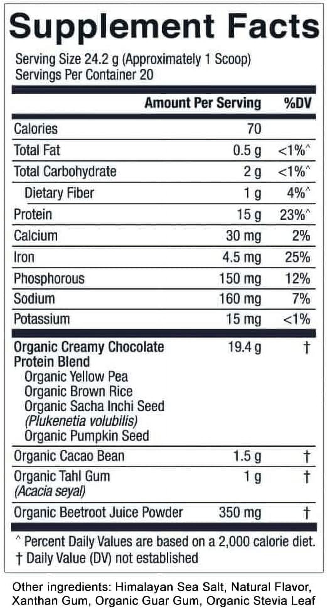 Essential Elements Plant-Based Organic Protein Powder - Creamy Chocolate Flavor - Vegan, Sugar-Fee & Keto-Friendly - Yellow Pea & Sacha Inchi Protein Blend - 20 Servings