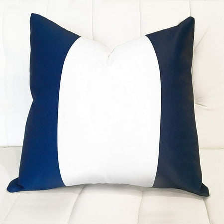 Nautical Throw Pillows Navy DriftAway Mia Decorative Nautical Navy and white Stripe Square Sofa Throw Pillow Cover (20