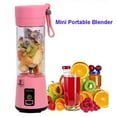 thumbnail image 1 of Mini Portable Blender USB Rechargeable Fruit Mixer Juicer 380mL Bottle (Pink), 1 of 2