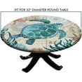 thumbnail image 4 of Fitted Tablecloth Round with Elastic, Spring Edge Table Cover Pad for Outdoor Picnic Party or Indoor Kitchen Patio Dining Table Decor Fits Tables Up to 56'''' Diameter, Turtle-1, 4 of 5