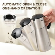 Vucchini Stainless Steel Olive Oil Dispenser Bottle - 500ml Auto Flip Condiment Container With Automatic Cap and Stopper - Leakproof Design Vinegar Dispenser