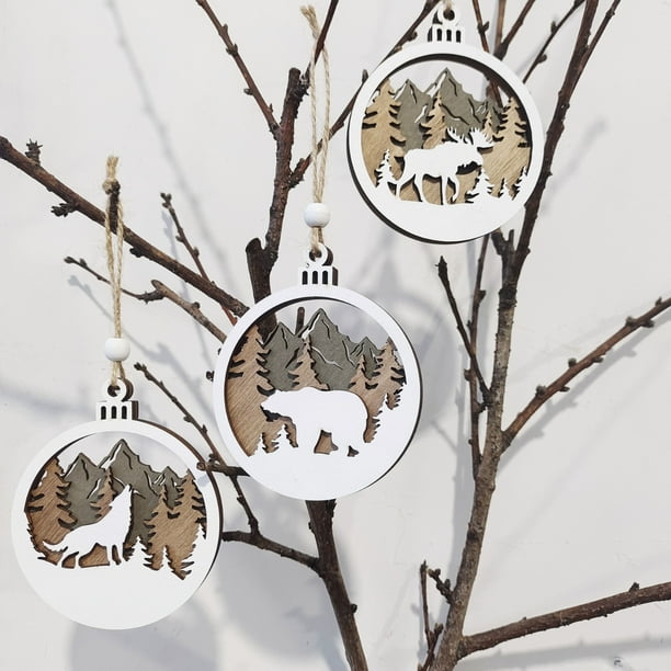 Fiudx Ofertas Relámpago Nueva Decoración Navideña, Artesanías De Madera, Microdecoración, Colgante Navideño De Madera