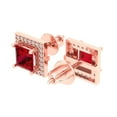 thumbnail image 2 of 2.24 ct Screw-Back Stud Earrings for Women | 5.5mm Princess Cut Simulated Pink Tourmaline | 18K Rose Gold, 2 of 5