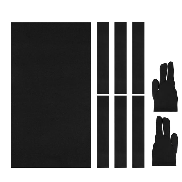 Tela de billar Uxcell para mesa de pool con tiras de tela y guantes, adecuada para clubes, bares y juegos deportivos en interiores, negra de 9 pies