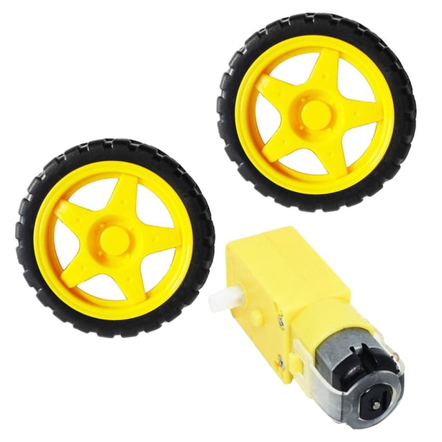Rueda de goma de engranaje de 6 V CC para coche inteligente con robot DIY, de chasis de neumático de rueda de robot de plástico, con cod shamjiam Rueda de llanta Máquina de engranajes TT