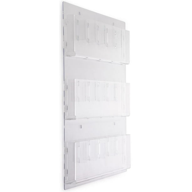 Clear Acrylic Hanging Magazine Rack with Adjustable Pockets 29 x 35