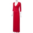 thumbnail image 4 of Doublju Women's 3/4 Sleeve Wrap Front Maxi Dress with Tie Waist, 4 of 4