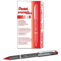 Pentel EnerGel NV Gel Ink Pen, (1.0mm) Bold Point Capped, Metal Tip, Red Ink, Box of 12 (BL30-B)