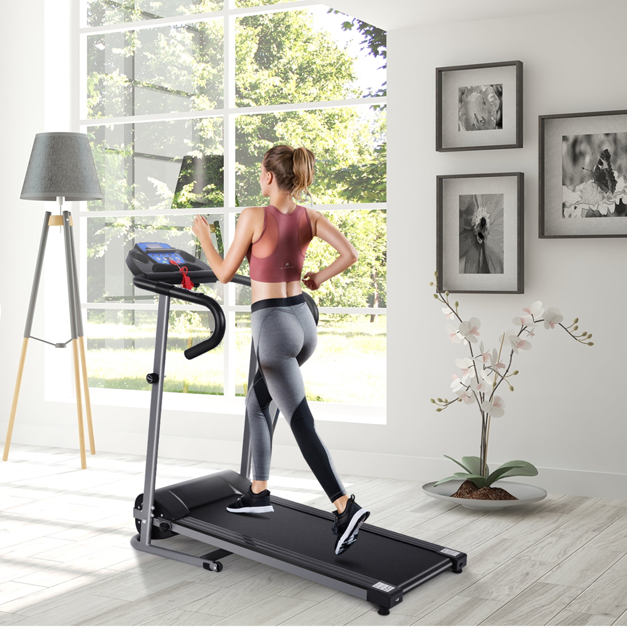 Gymax folding treadmill 1100w electric motorized running jogging walking machine hotsell
