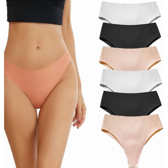 5PCS Invisible Camel Toe Thong High Waisted Seamless Thongs for Ladies No Show Panty Pack