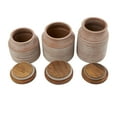 thumbnail image 6 of DecMode 8", 7", 6"H Light Brown Ceramic Decorative Jars with Wood Lids, 3-Pieces, 6 of 8
