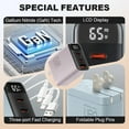thumbnail image 3 of 3 in 1 Fast Charger, 65W Colorful Fast Charger, Portable Charging Adapter, Super Fast Charger Module with 2 Type-C & USB Ports, Fast Charging Adapter Wall Plug for Phone Tablet Laptops, 3 of 7