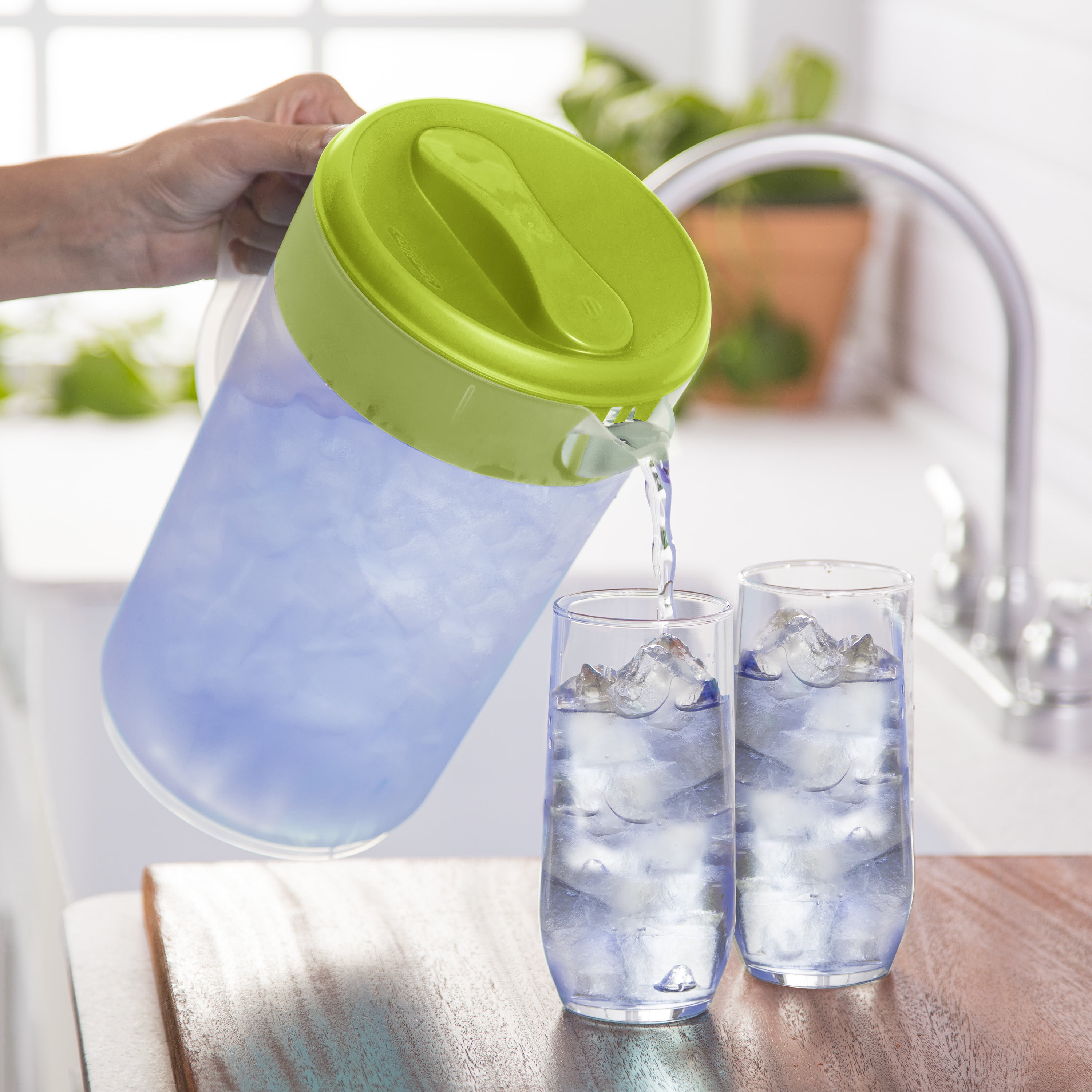 Sterilite, Pitcher, Twist & Pour 1 Gallon Pitcher, Risky Lime, 1 gal, convenient for portable cold storage.