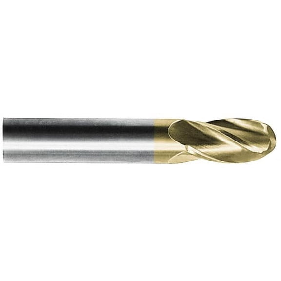 Hertel 1/4" Diam, 3/4" LOC, 4 Flute Solid Carbide Ball End Mill AlTiN Finish, Single End, 2-1/2" OAL, 1/4" Shank Diam