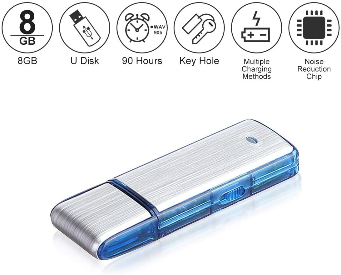 Mini Digital Voice Recorder, 8GB 90 Hours Capacity Sound Voice