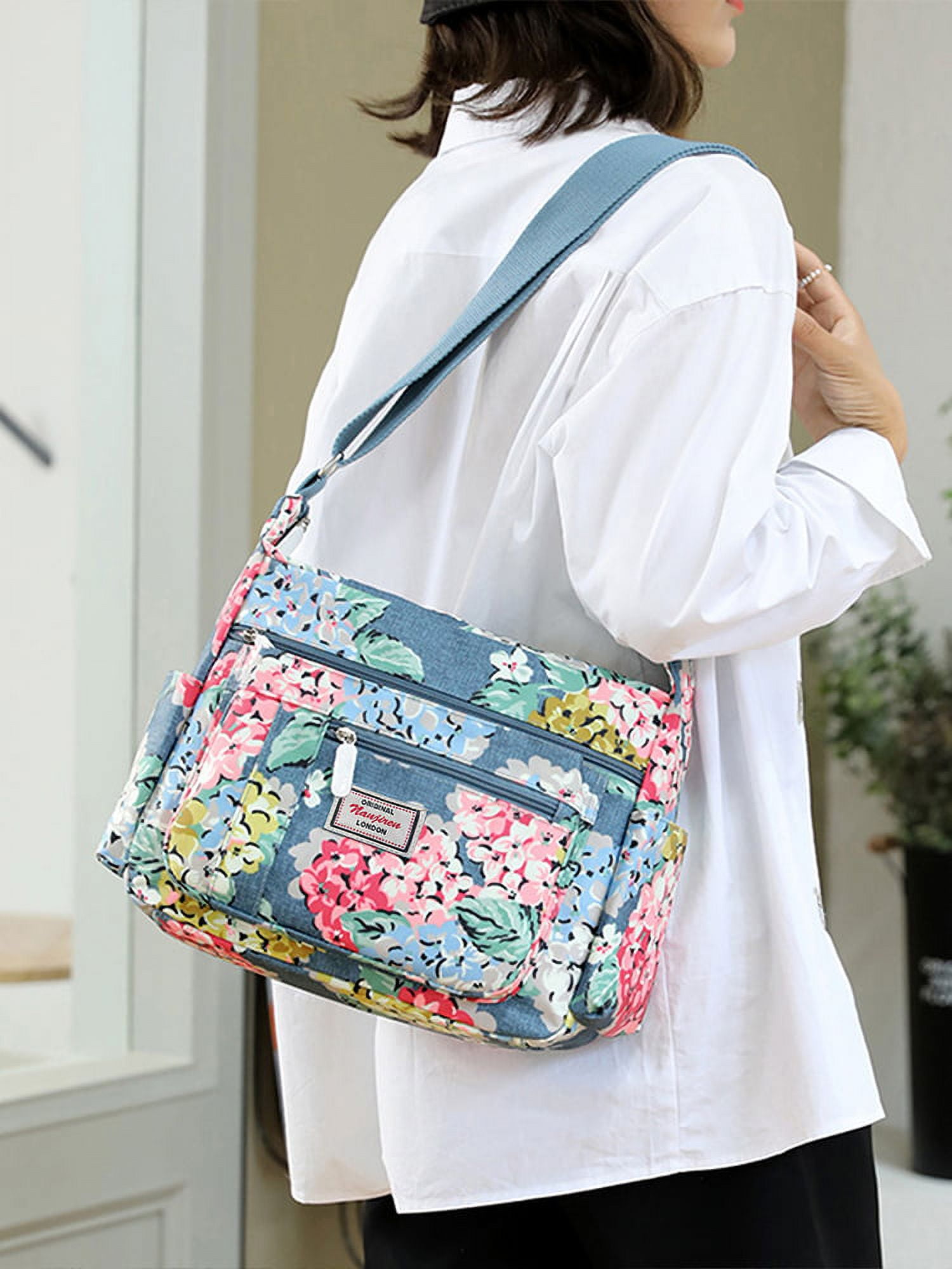 Floral Pattern Women s Purse Shoulder Crossbody Bag with Multipocket in Durable Fabric Walmart