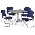 thumbnail image 4 of OFM Multi-Use Break Room Package, 42" Square Table with Fabric Stack Chairs, Gray Nebula Finish with Chrome-Plated Steel Base and Wine Seats (PKG-BRK-044), 4 of 5