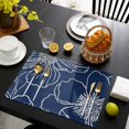 thumbnail image 3 of Blue Flowers Placemats Set of 8, Spring Floral Botanical Modern Art Placemats for Dining Table, Place Mats for Kitchen Tabletop, Waterproof Wipeable Dining Table Mats Set, 3 of 9