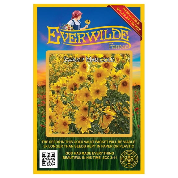 Everwilde Farms 500 Swamp Marigold Native Wildflower Seeds, Yellow & Reseeds Prolifically