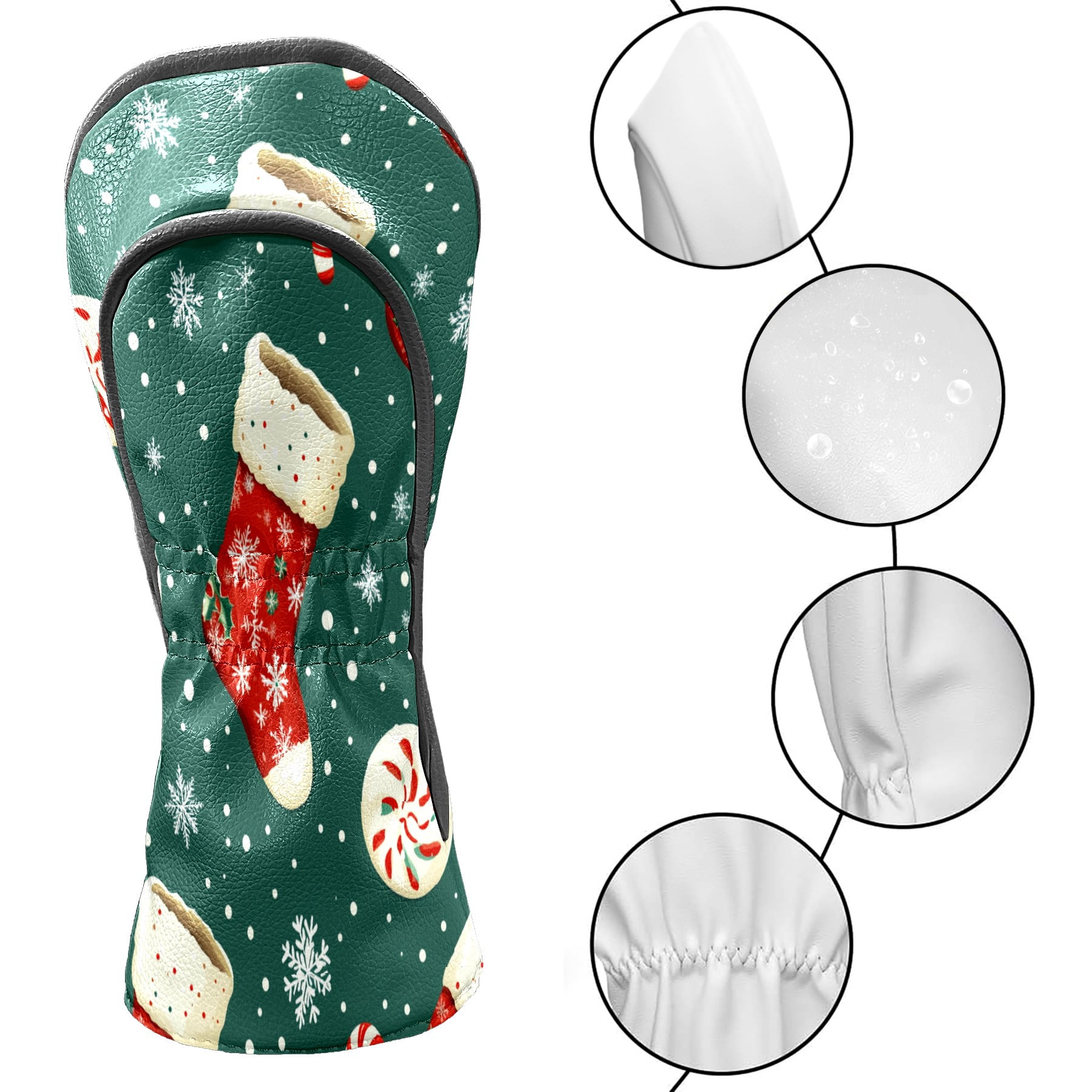 Golf Club Covers PU Leather Waterproof Head Covers for Fairway Woods Hybrids Christmas Stockings