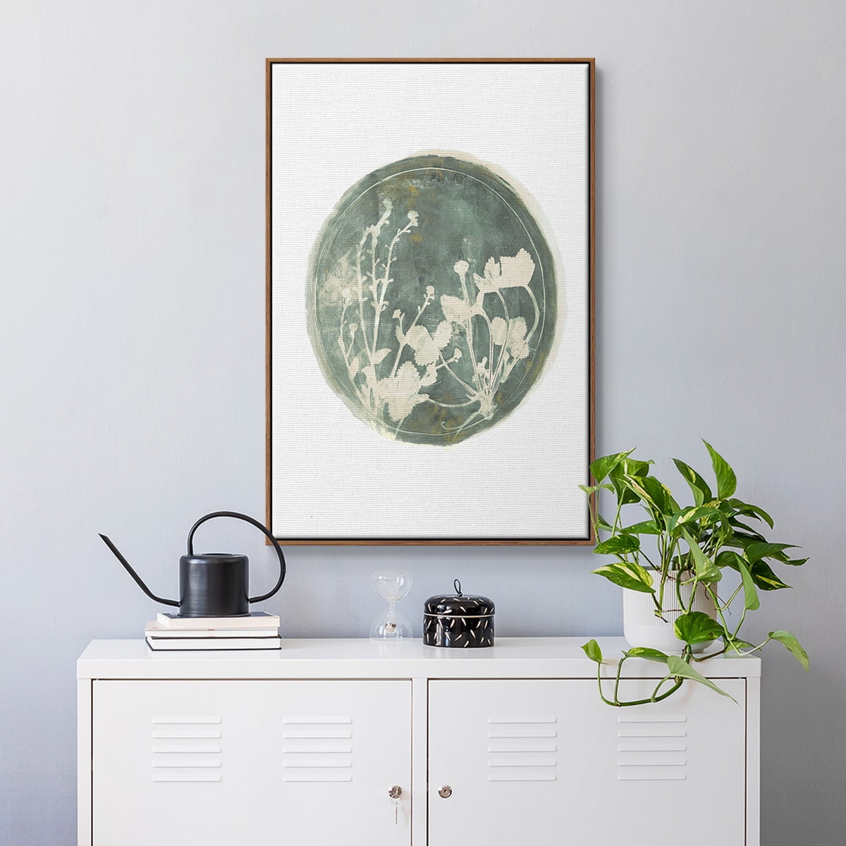 Strawberries and Forge I Framed Premium Gallery Wrapped Canvas - Ready to Hang - 25 x 37 - Walnut Floating Frame