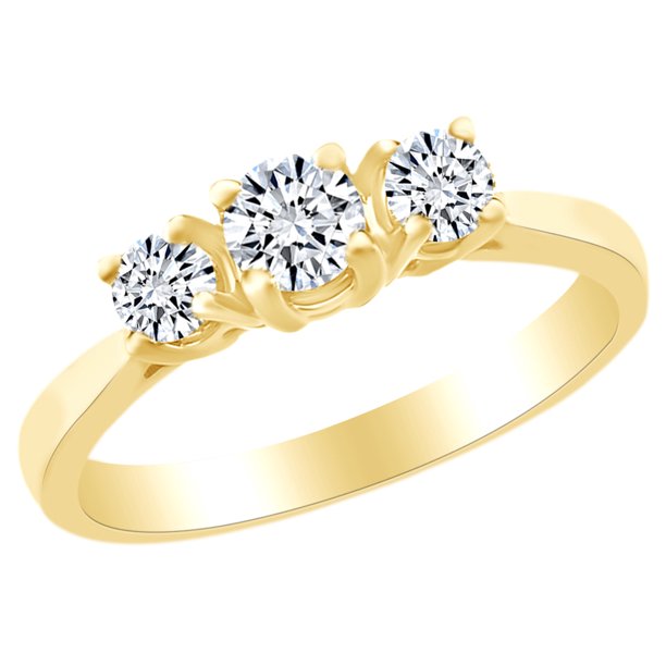 Jewel Zone US 0.63 Ct White Natural Diamond Three Stone Anniversary