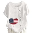 thumbnail image 1 of DPTALR WomenS Round Neck Short Sleeve Tops Linen Womens Tops Trendy Tops for Women 2024, 1 of 3