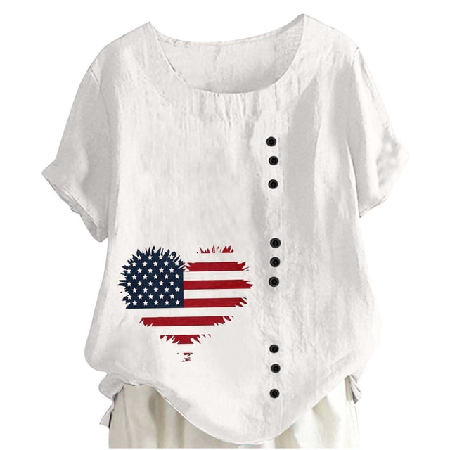 DPTALR WomenS Round Neck Short Sleeve Tops Linen Womens Tops Trendy Tops for Women 2024