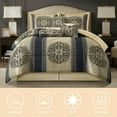 thumbnail image 3 of Lanco Medallion 7 Piece Navy Comforter Set, King Size Jacquard Bedding, All Season Bedding Set, Bed Skirt, Pillows & Shams, 3 of 7