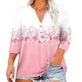 thumbnail image 2 of Ailaofu Women Plus Size Tops V Neck 3/4 Sleeve Casual T Shirts Loose Basic Tunic Tees, 2 of 5