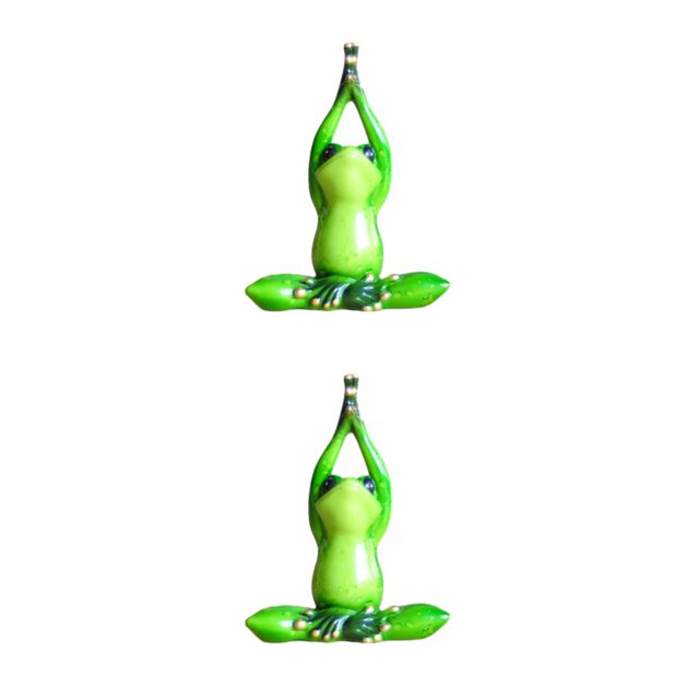 Bewildely Decoración de rana para un ambiente tranquilo, adecuado para cualquier ocasión, decoración de estatuilla, adorno para el hogar, Verde 1 2Conjunto