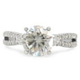 thumbnail image 2 of 1 3/5 ct. t.w Center 7MM Round Cut Lab Created Moissanite Diamond Split Shank 3-Stone Engagement Ring In 10K Solid White Gold For Women(G-H Color, VVS1 Clarity, 1.60 Cttw)-5.5, 2 of 7