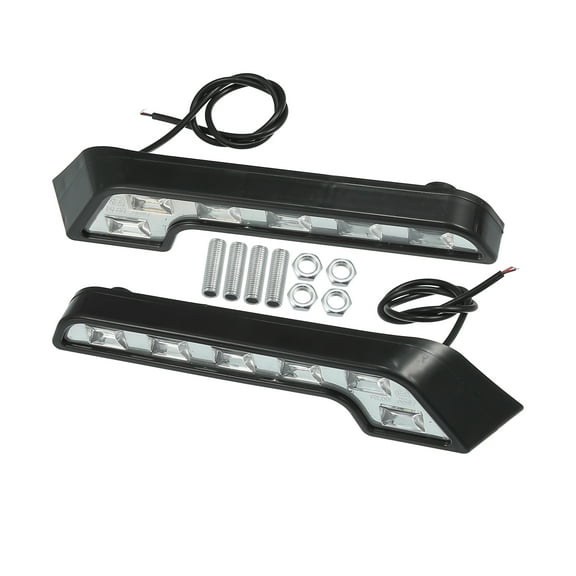 Car Daytime Running Light Bar Bumper Grille Driving Fog Lamp White 6-LED Style Light Black (Set of 2)