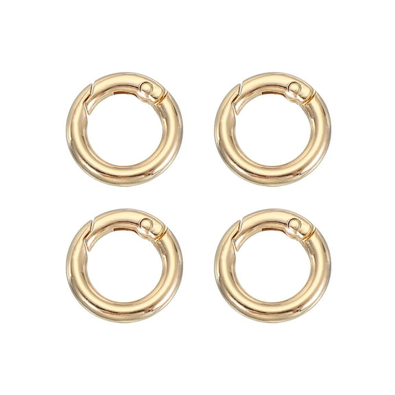 Uxcell Spring O Rings, Metal Round Clips Keyrings Snap Buckle Clasps for Keychains Bags Purses Straps Dog Leashes DIY Crafts Light Gold 0.8 Inch