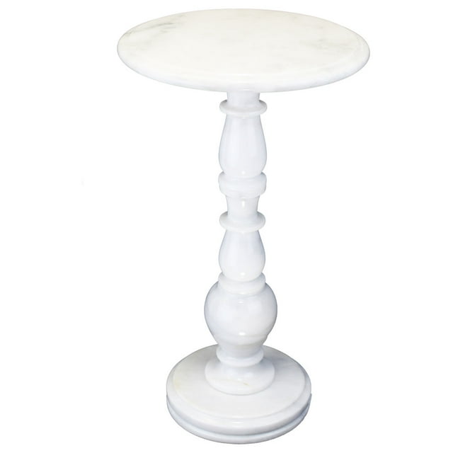 Natural Geo Table d'Appoint Ronde en Marbre Blanc