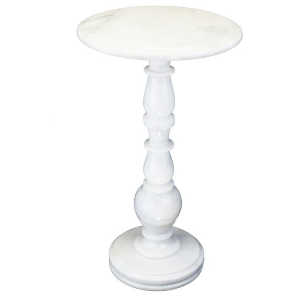 Natural Geo Table d'Appoint Ronde en Marbre Blanc