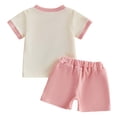 thumbnail image 4 of Xyant Toddler Baby Girl Summer Clothes Embroiderey Waffle Knit Short Sleeve T-Shirt Tees + Strawberry Shorts Cute Clothing Set (Pink,18-24 Months), 4 of 7