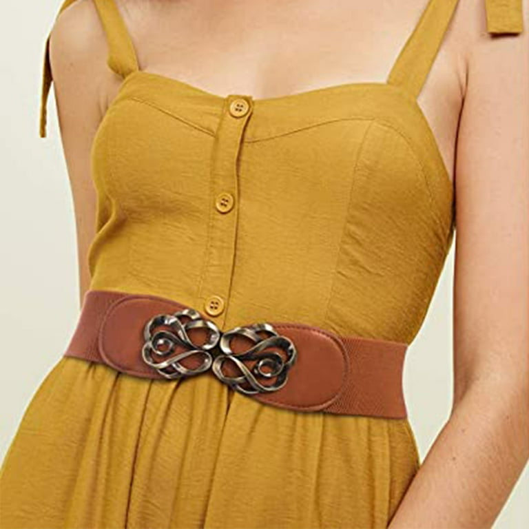 Women Stretchy Belt for Dresses Vintage Elastic Wide Waist Belt,brown - Walmart.com Women Stretchy Belt for Dresses Vintage Elastic Wide Waist Belt,brown - Walmart.com