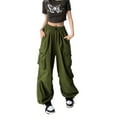 thumbnail image 4 of Coduop Women Wide Leg Sweatpant Cargo Pants,Elastic Waist Loose Casual Long Trousers,with Pockets, 4 of 9