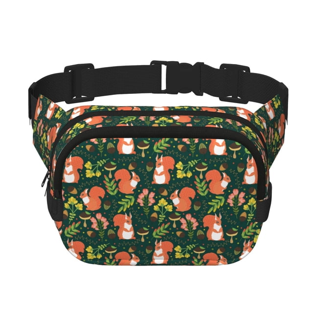 Balery Forest Squirrel Mochila Cinturón para Mujeres y Hombres, Bolsa de Cintura Impermeable de Doble Capa con Correa
