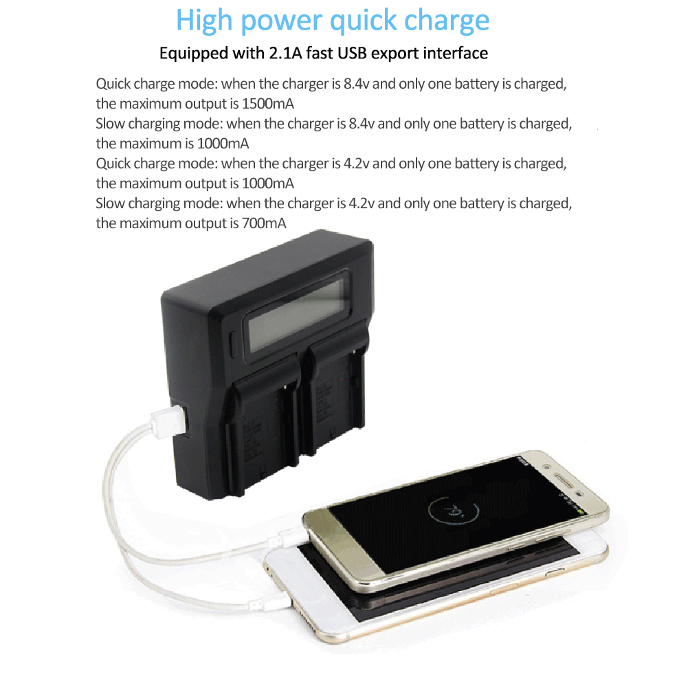 Dual-Channel LCD Display Charger for Sony NP-F Series Camcorder Batteries Dual-Channel LCD Display Charger for Sony NP-F Series Camcorder Batteries