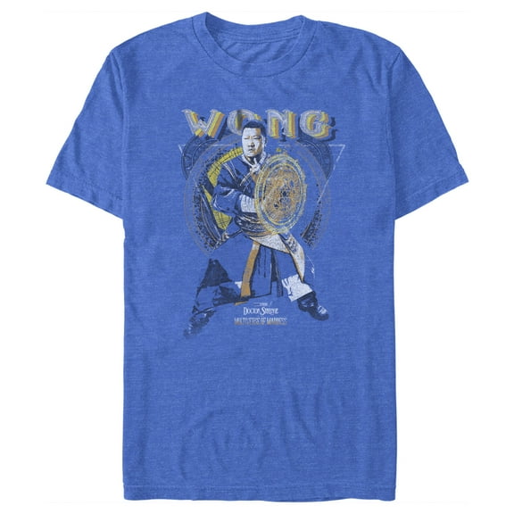 Men's Marvel Doctor Strange in the Multiverse of Madness Distressed Wong  Graphic Tee Royal Blue Heather Small
