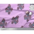 thumbnail image 2 of Soimoi Polyester Crepe Fabric Leaves & Floral Block Printed Fabric 1 Yard 52 Inch Wide, 2 of 3
