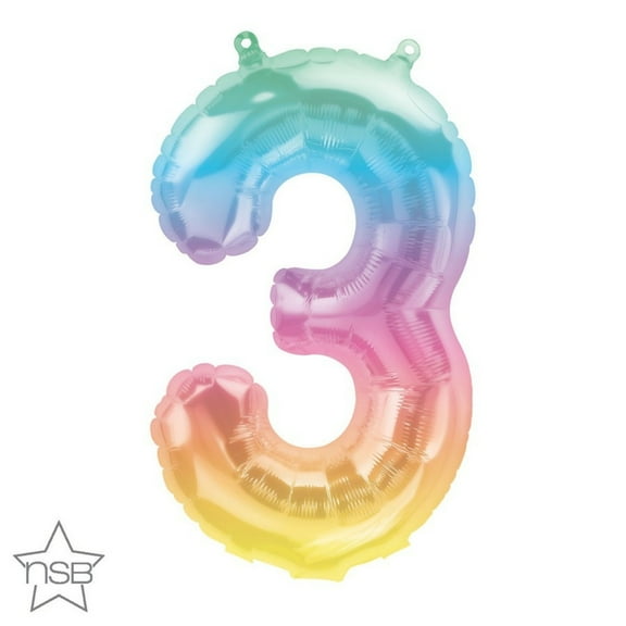16 inch Number 3 - Jelli Ombre (Air-Fill Only) Northstar Foil Mylar Balloon - Party Supplies Decorations