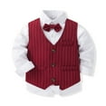 thumbnail image 5 of Boys 4 Piece Gentleman Suits Set Long Sleeve Shirts Vest Pants Outfits Set with Tie Wedding Birthday Party Suit, 5 of 9