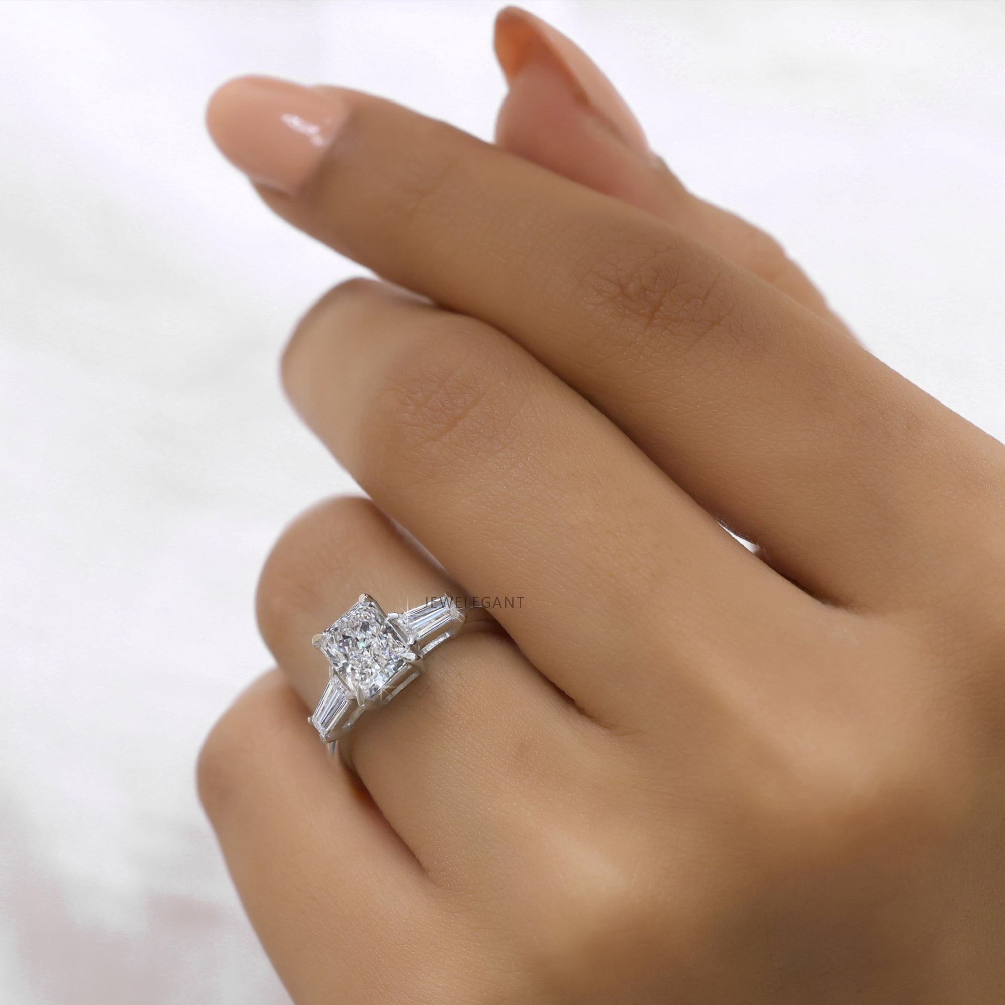 JEWELEGANT 2 Ct Elongated Radiant Cut Moissanite Engagement Ring - Wedding Ring for Women
